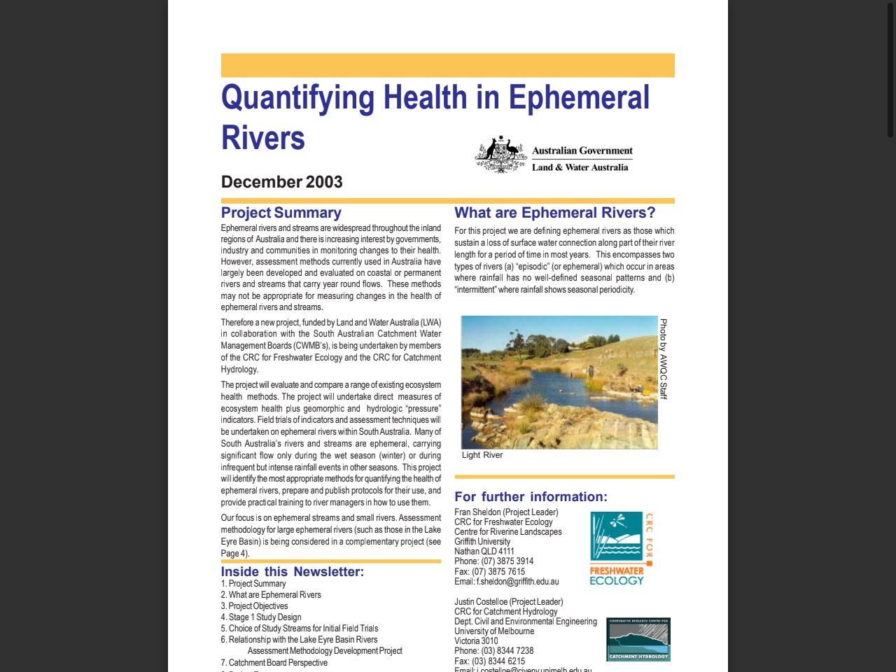 Preview of Quantifying Health in Ephemeral Rivers - eWater, accessed July 20, 2025,