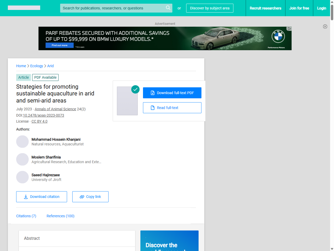 Preview of Strategies for promoting sustainable aquaculture in arid and semi-arid areas, accessed July 20, 2025,