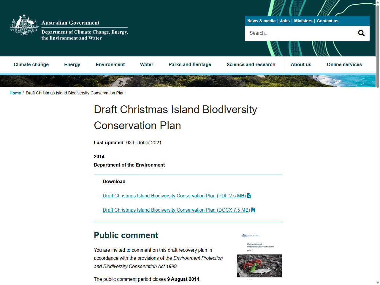 Preview of Draft Christmas Island Biodiversity Conservation Plan - DCCEEW, accessed August 2, 2025,