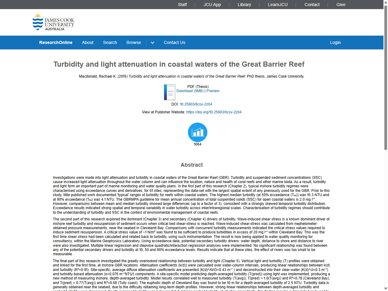 Preview of Turbidity and light attenuation in coastal waters of the Great Barrier Reef, accessed July 22, 2025