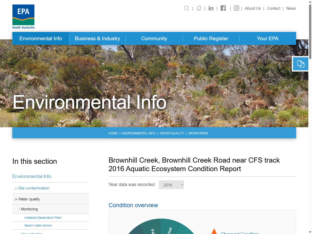Preview of Brownhill Creek, Brownhill Creek Road near CFS track 2016 Aquatic Ecosystem Condition Report - EPA SA, accessed July 13, 2025, 