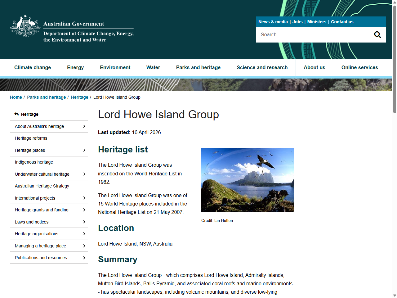 Preview of Lord Howe Island Group - World Heritage Places - DCCEEW, accessed August 4, 2025,