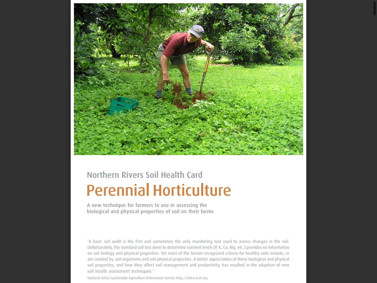 Preview of Northern Rivers Soil Health Card - Perennial Horticulture