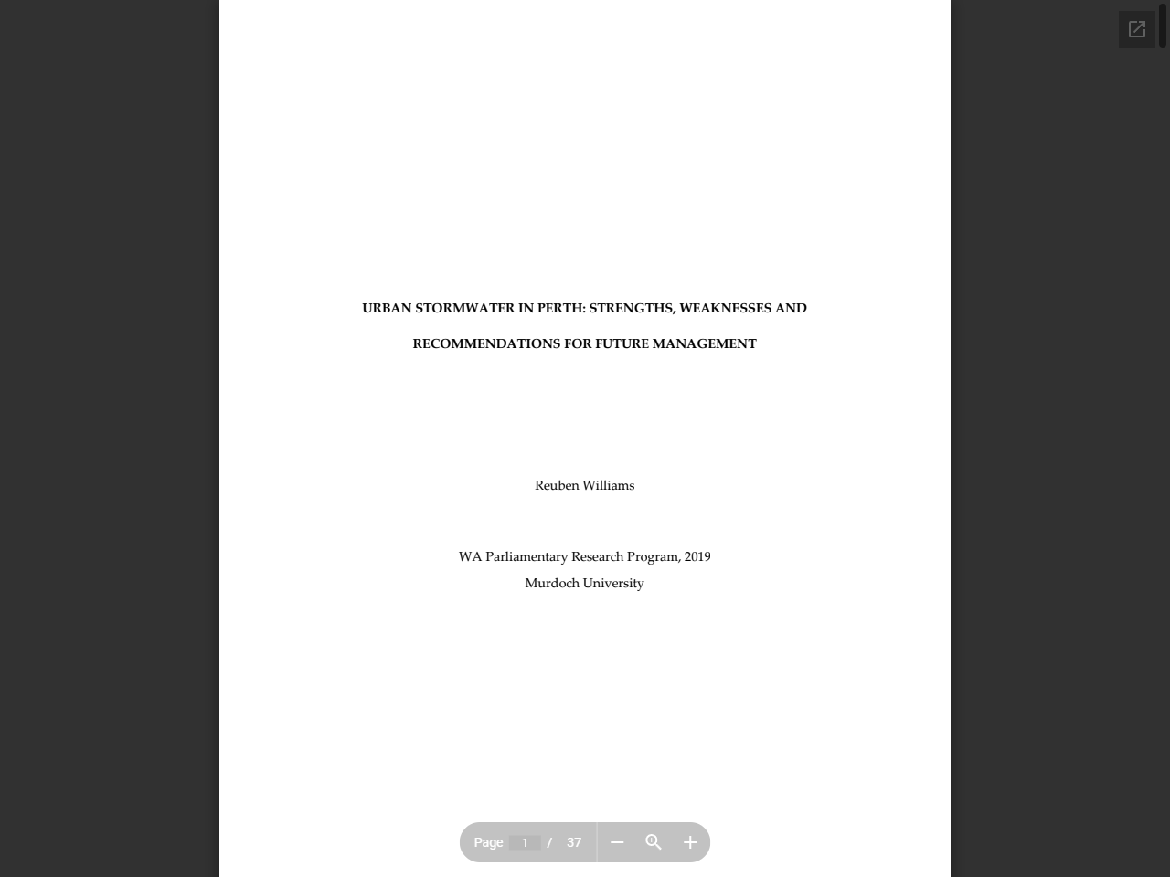 Preview of Urban Stormwater in Perth: Strengths Weaknesses and Recommendations for Future Management - Parliament of Western Australia, accessed July 13, 2025, 