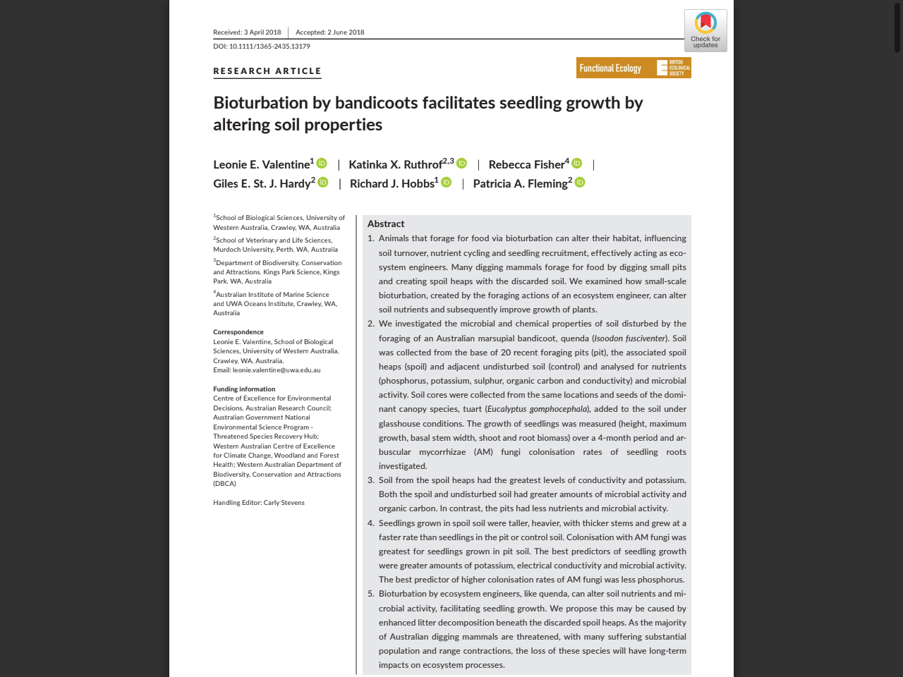 Preview of Bioturbation by bandicoots facilitates seedling growth by altering soil properties - Threatened Species Recovery Hub, accessed July 13, 2025