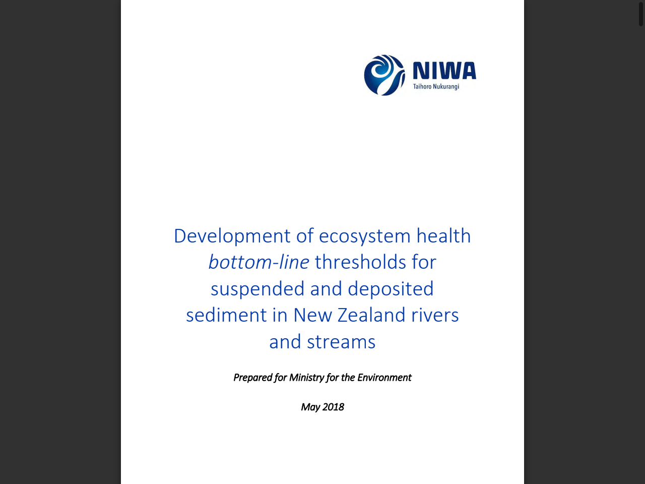 Preview of development of ecosystem health bottom-line thresholds for suspended and deposited sediment in New Zealand rivers and streams - Ministry for the Environment, accessed July 16, 2025,