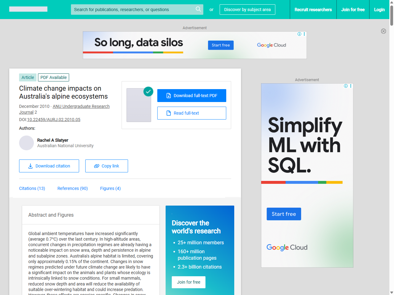 Preview of (PDF) Climate change impacts on Australia's alpine ecosystems - ResearchGate, accessed on May 28, 2025,