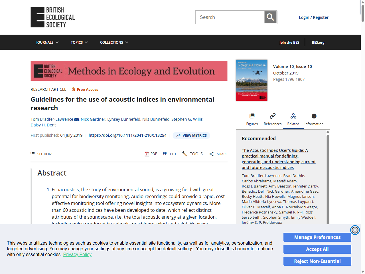 Preview of Buxton, R. T., et al., 2018. Efficacy of extracting indices from large-scale acoustic recordings to monitor biodiversity. Conservation Biology, 32(%).