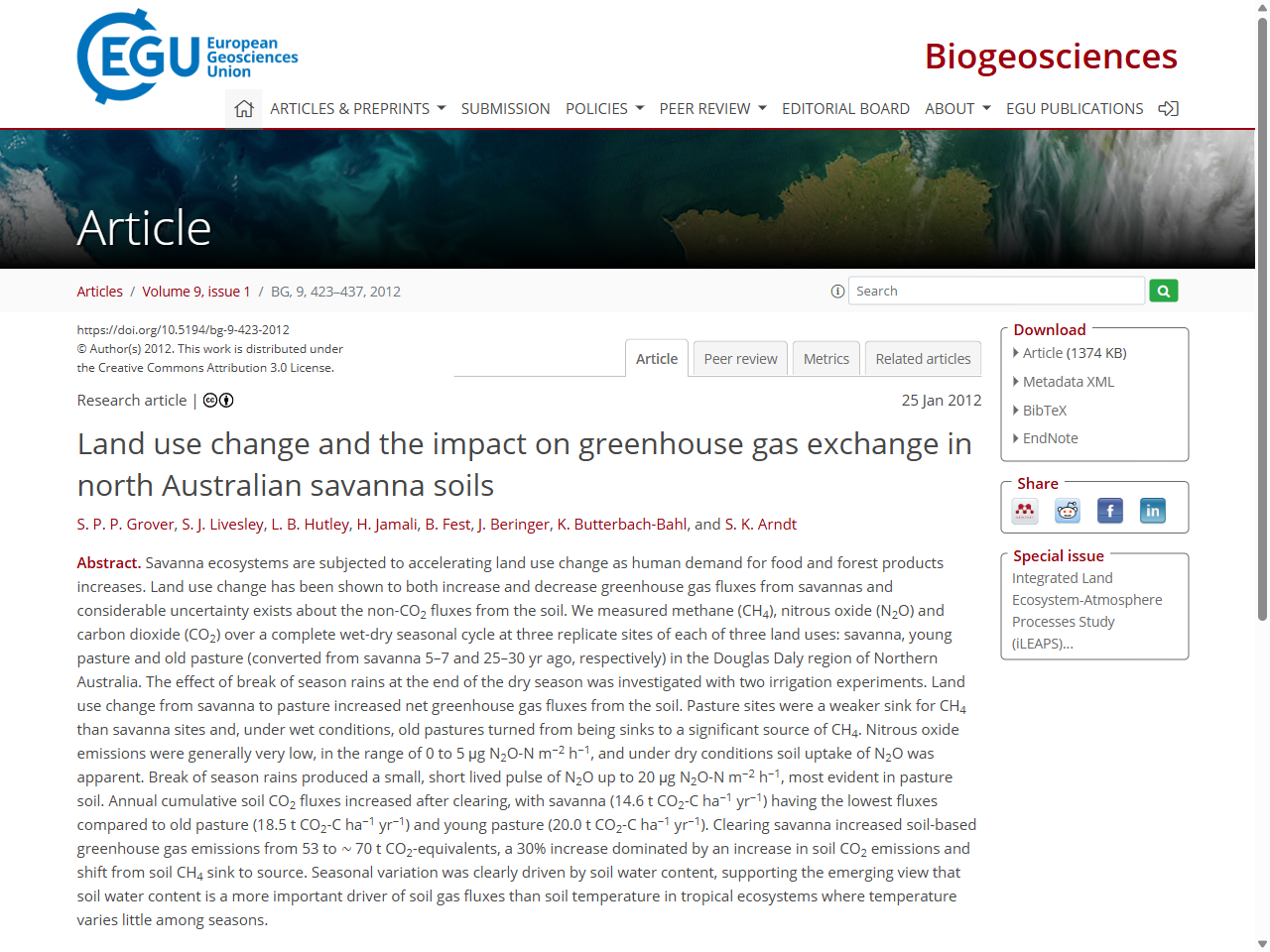 Preview of Land use change and the impact on greenhouse gas exchange in north Australian savanna soils - BG
