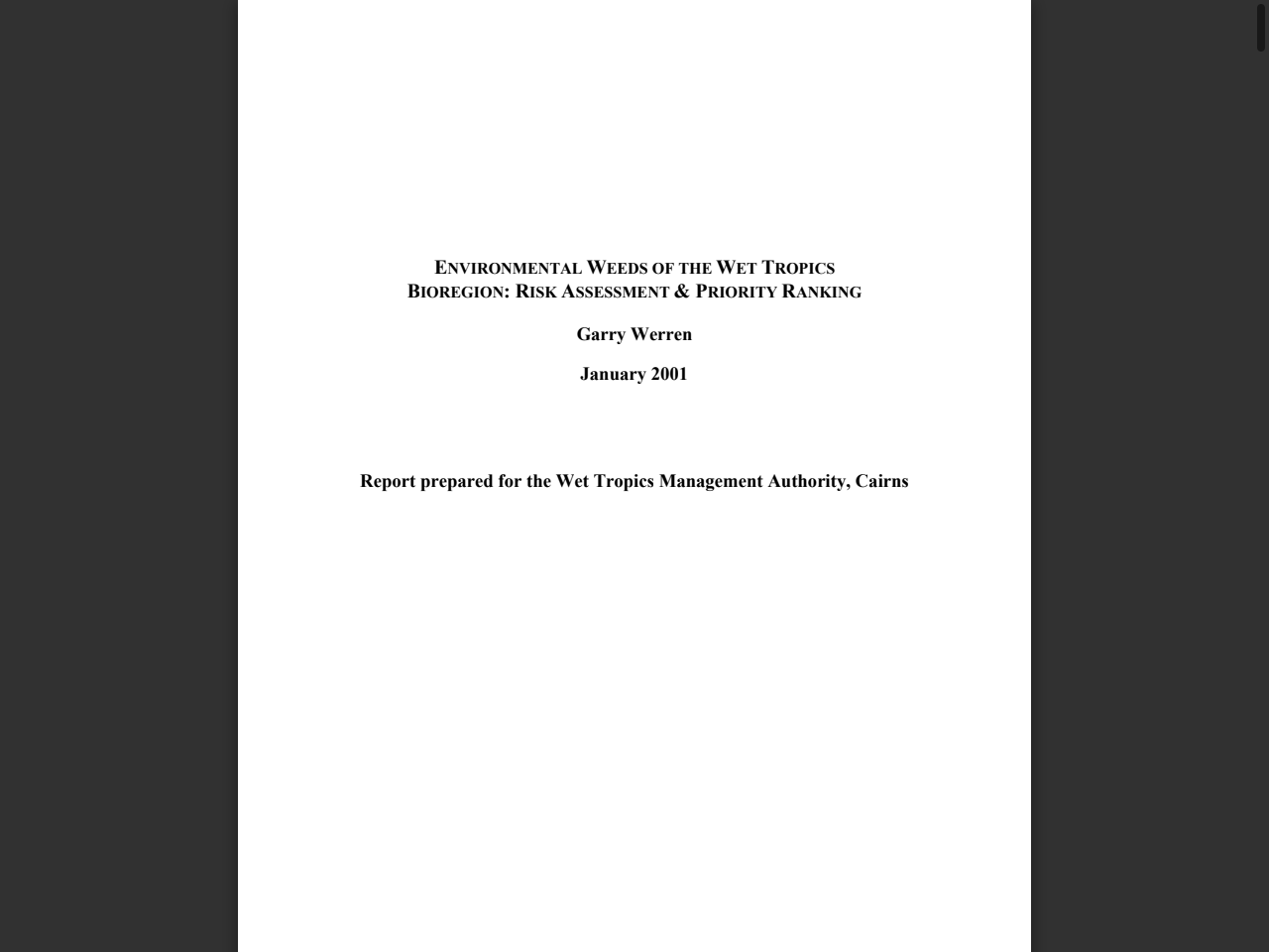 Preview of environmental weeds of the wet tropics bioregion: risk assessment & priority ranking, accessed July 21, 2025