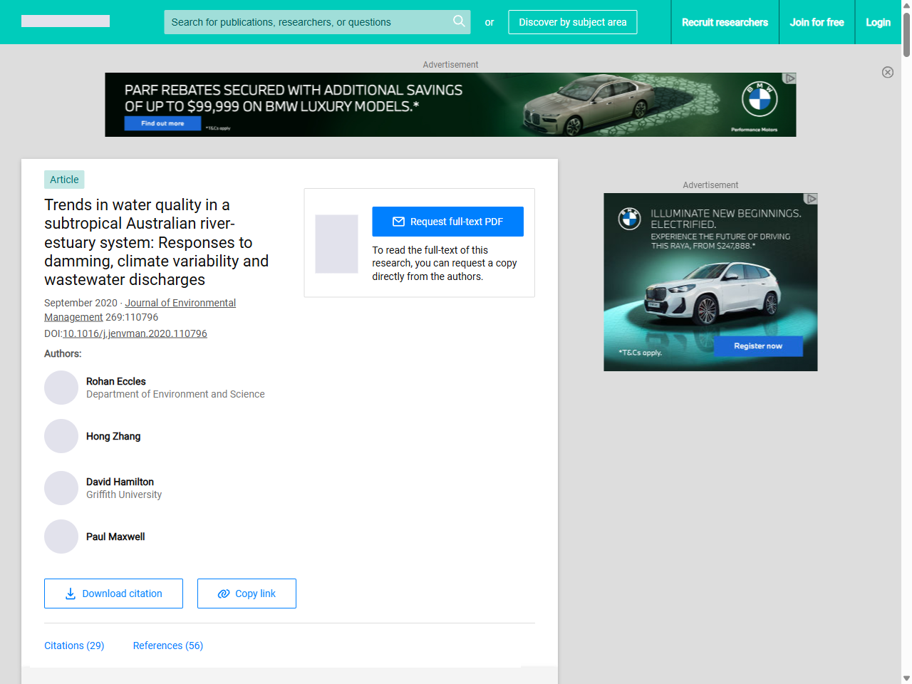 Preview of Trends in water quality in a subtropical Australian river-estuary system: Responses to damming, climate variability and wastewater discharges | Request PDF - ResearchGate, accessed August 17, 2025, 