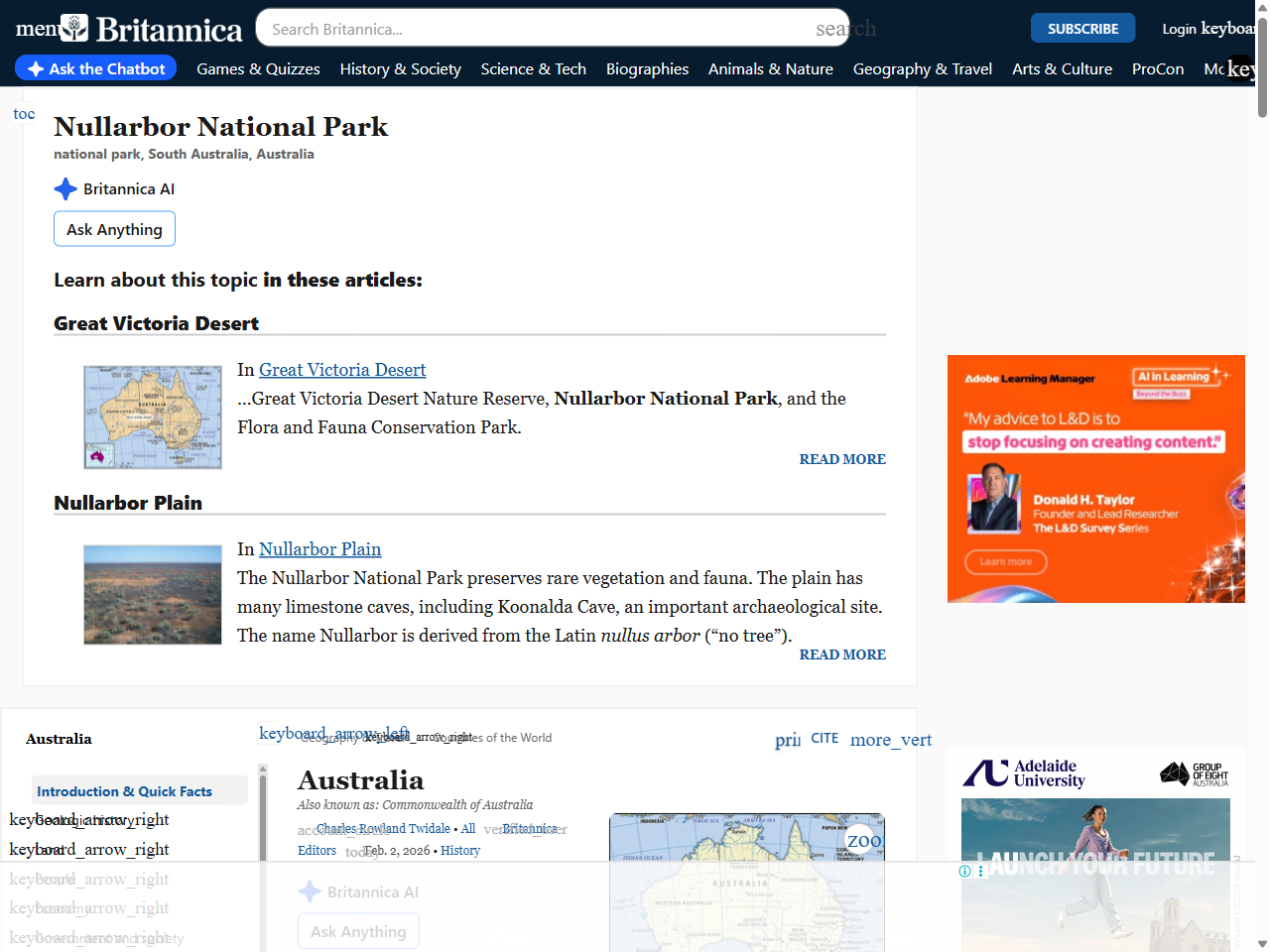 Preview of Nullarbor National Park | national park, South Australia, Australia - Britannica, accessed July 23, 2025