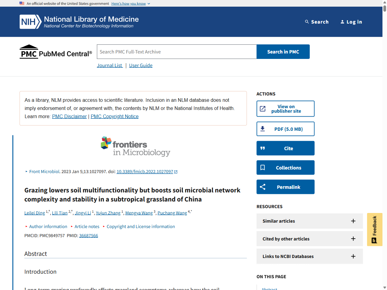 Preview of Grazing lowers soil multifunctionality but boosts soil microbial network complexity and stability in a subtropical grassland of China - PubMed Central, accessed on June 5, 2025