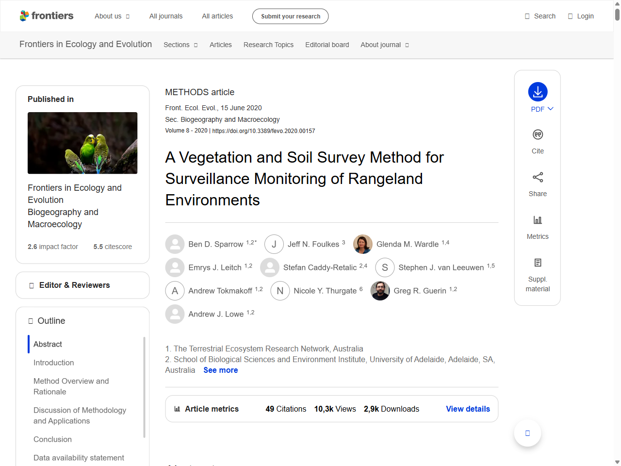 Preview of A Vegetation and Soil Survey Method for Surveillance Monitoring of Rangeland Environments - Frontiers, accessed July 15, 2025