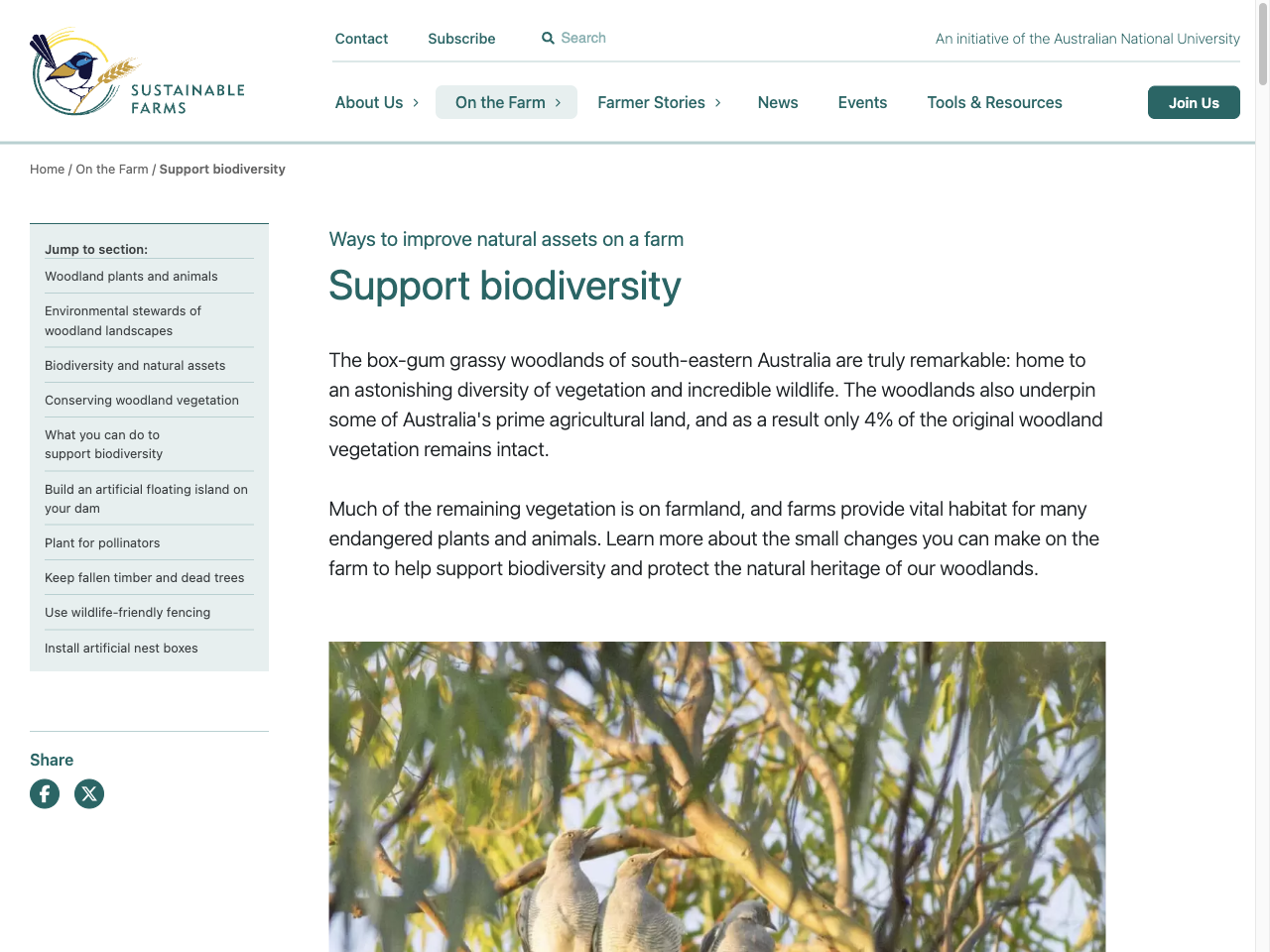 Preview of Support biodiversity – ANU Sustainable Farms, accessed August 4, 2025