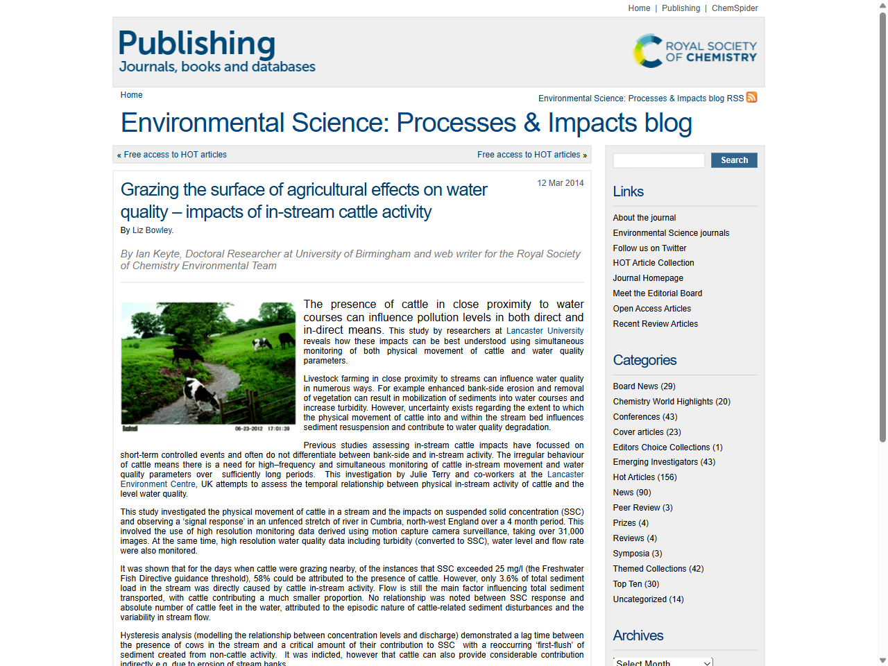 Preview of Grazing the surface of agricultural effects on water quality – impacts of in-stream cattle activity - RSC Blogs - The Royal Society of Chemistry, accessed July 30, 2025, 