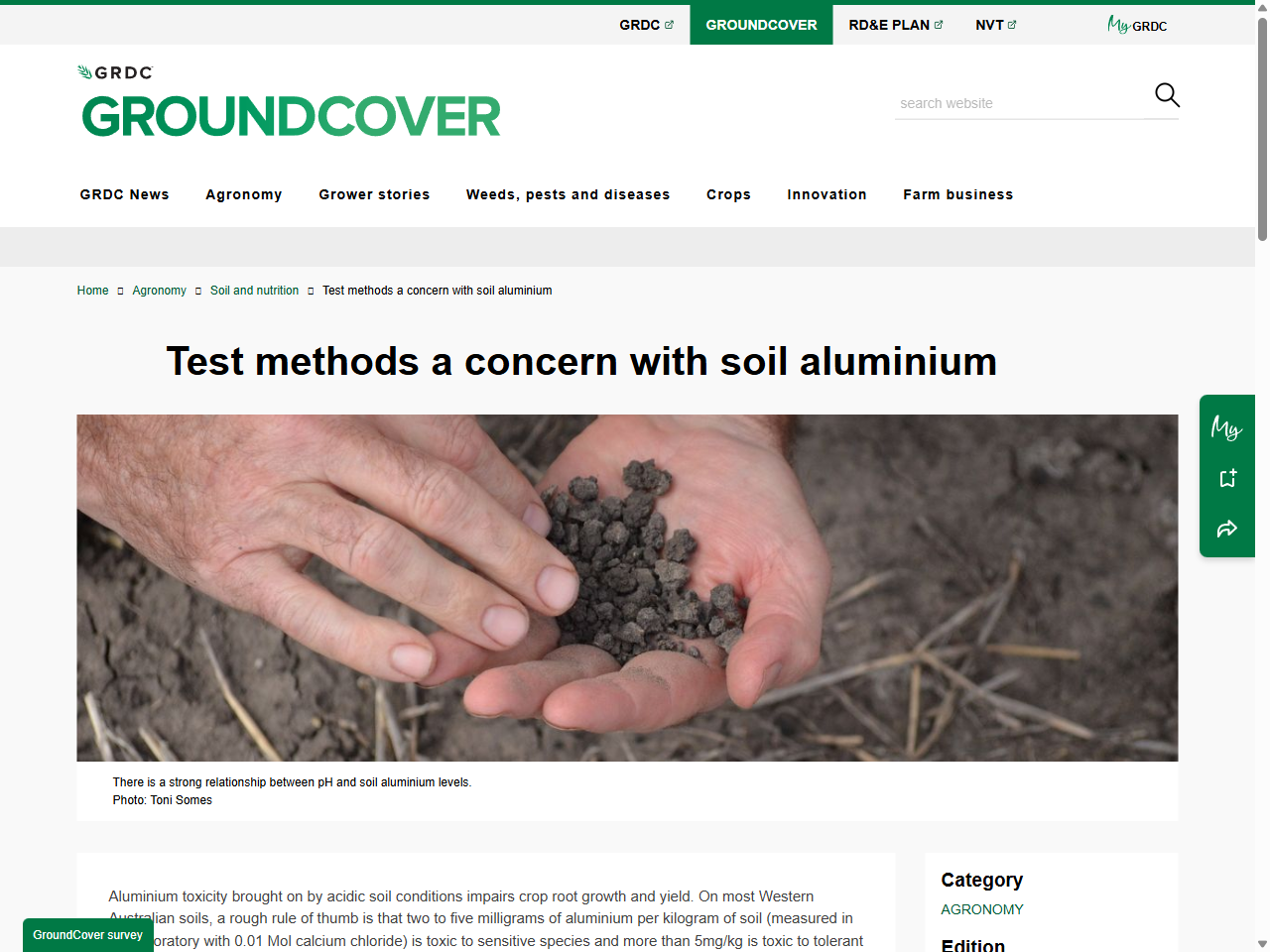 Preview of Test methods a concern with soil aluminium | Groundcover - GRDC Ground Cover, accessed May 20, 2025