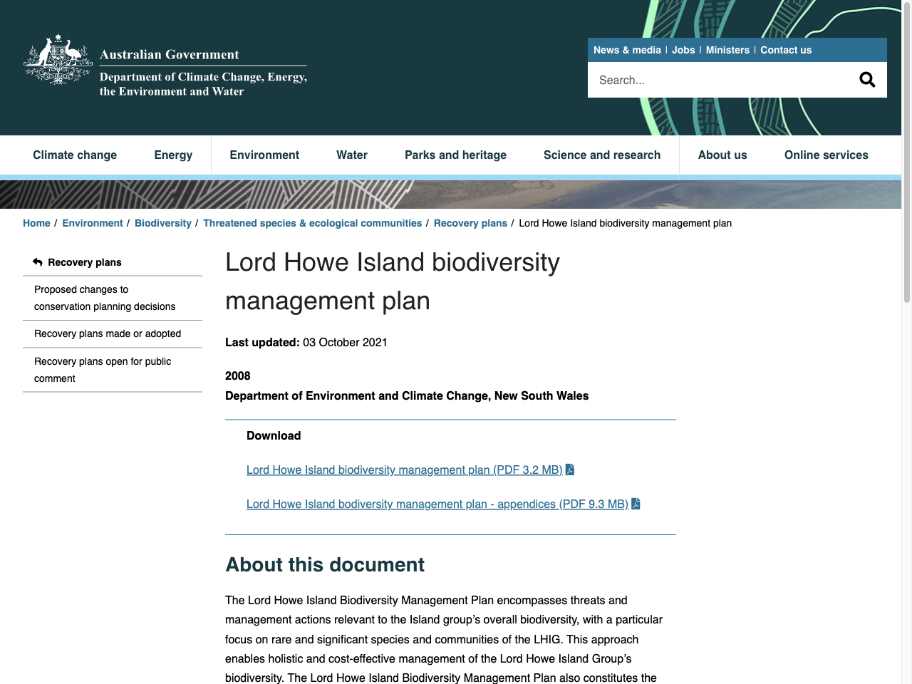 Preview of Lord Howe Island Biodiversity Management Plan - DCCEEW, accessed August 3, 2025, 