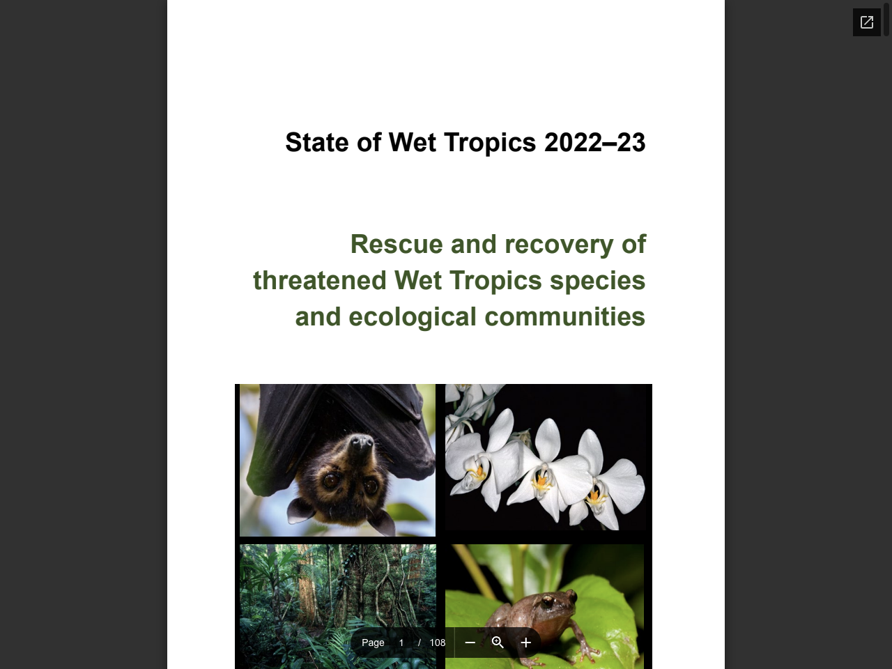 Preview of Rescue and recovery of threatened Wet Tropics species and ..., accessed July 22, 2025, 