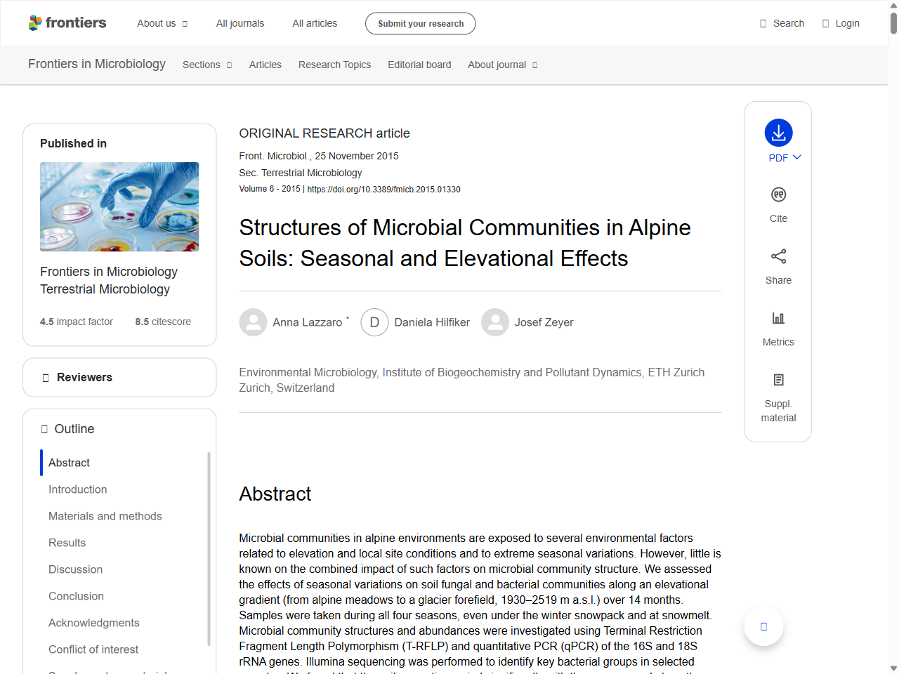 Preview of Structures of Microbial Communities in Alpine Soils: Seasonal and Elevational Effects, accessed August 28, 2025,