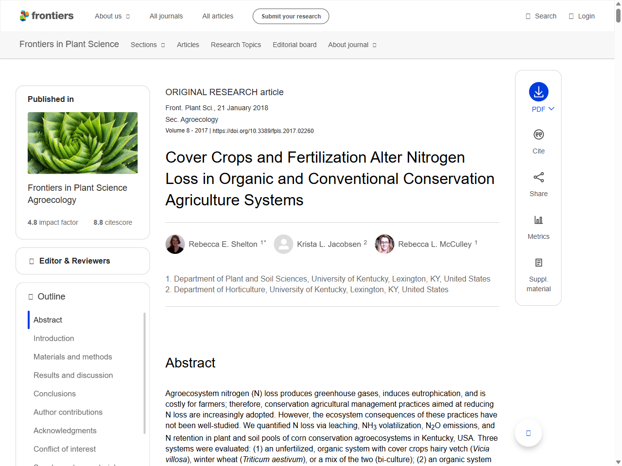 Preview of Cover Crops and Fertilization Alter Nitrogen Loss in Organic and Conventional Conservation Agriculture Systems - Frontiers, accessed August 5, 2025
