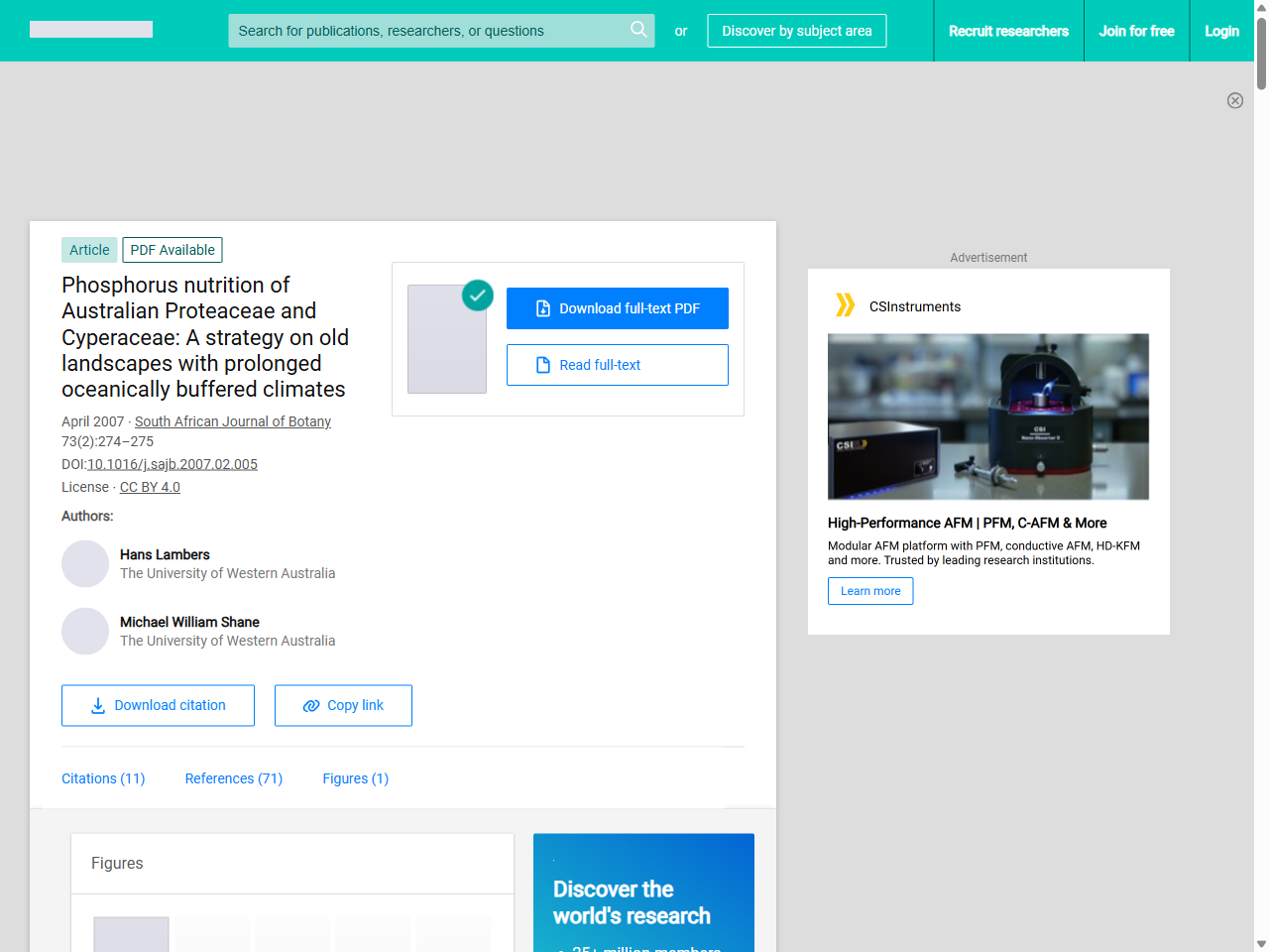 Preview of Phosphorus nutrition of Australian Proteaceae and Cyperaceae: A strategy on old landscapes with prolonged oceanically buffered climates - ResearchGate, accessed July 22, 2025, 
