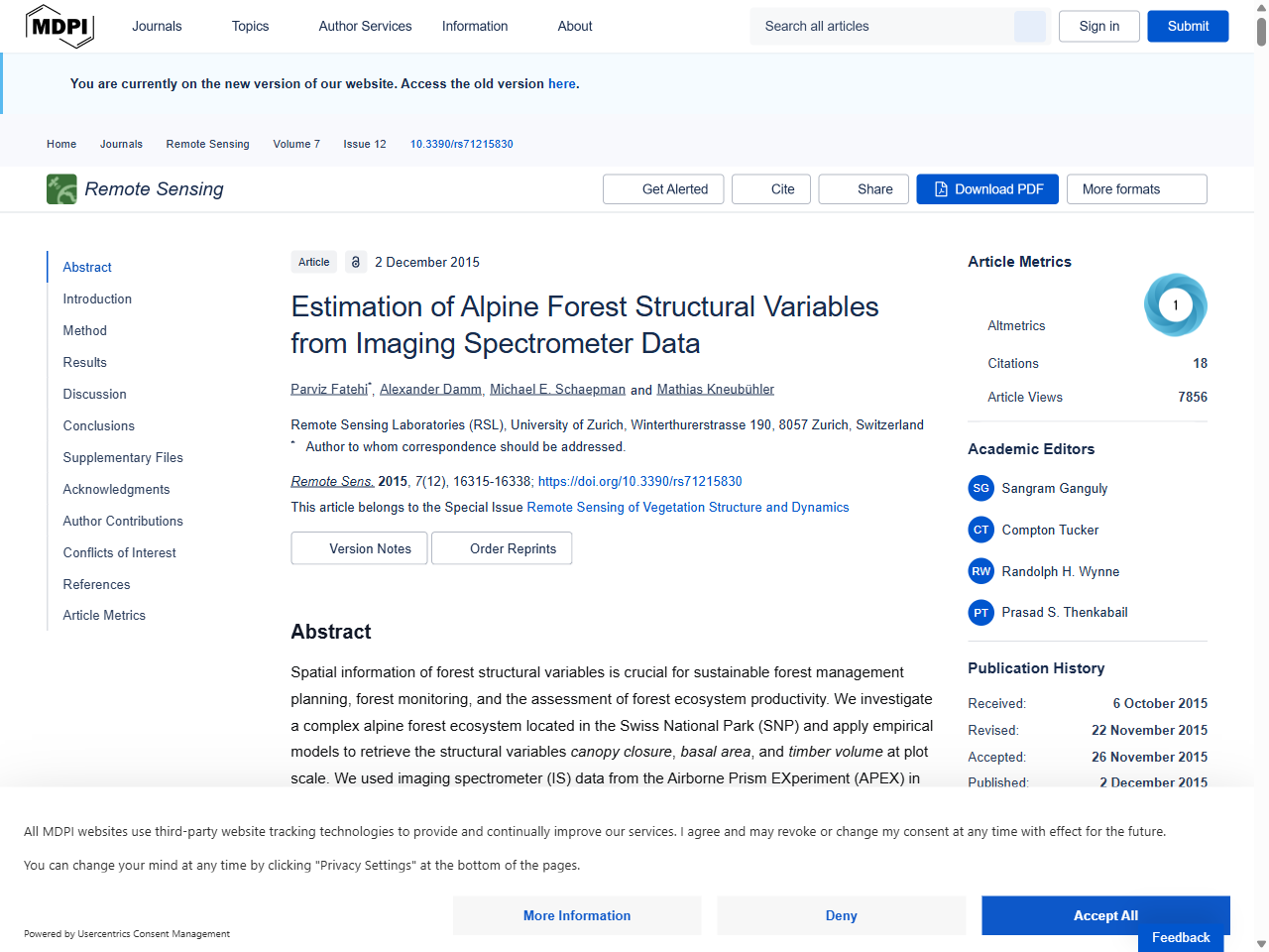 Preview of Estimation of Alpine Forest Structural Variables from Imaging ... - MDPI