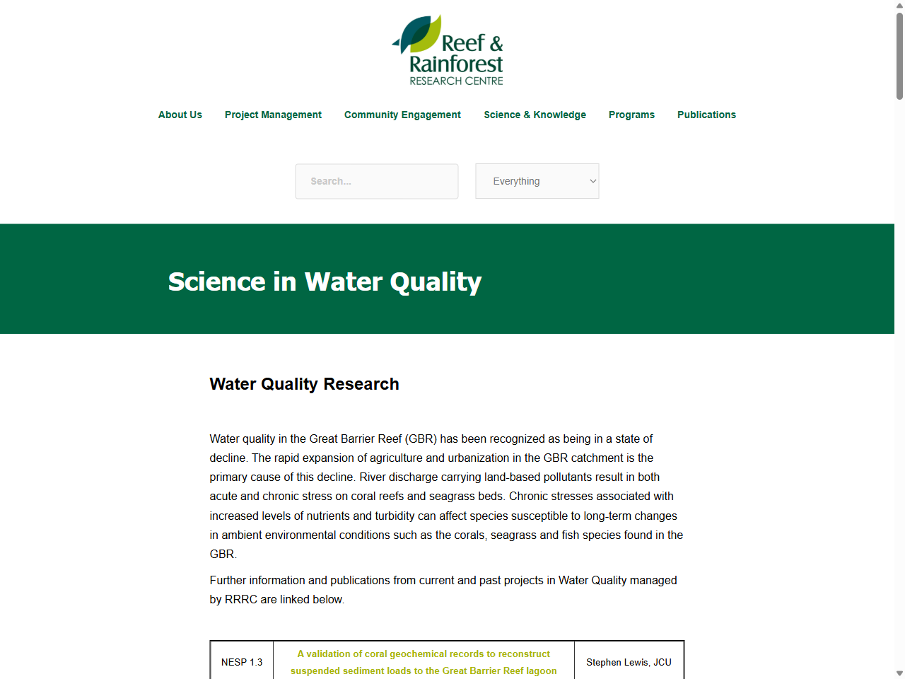 Preview of Science in Water Quality - Reef & Rainforest Research Centre, accessed August 2, 2025,