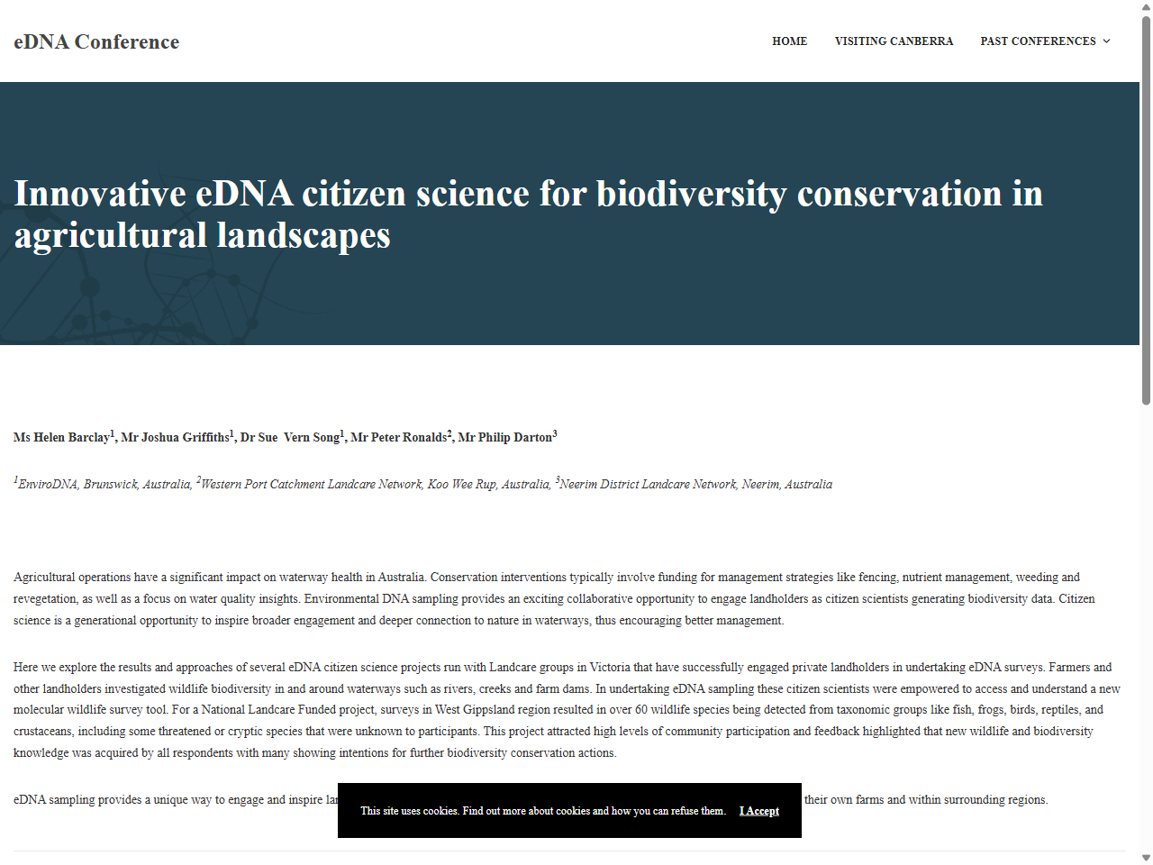 Preview of Innovative eDNA citizen science for biodiversity conservation in agricultural landscapes