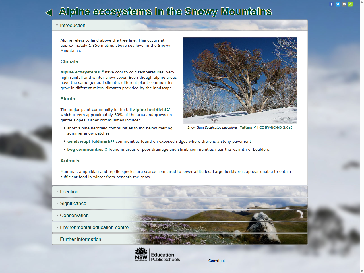Preview of NSW Department of Education. (n.d.). Alpine ecosystems in the Snowy Mountains.
