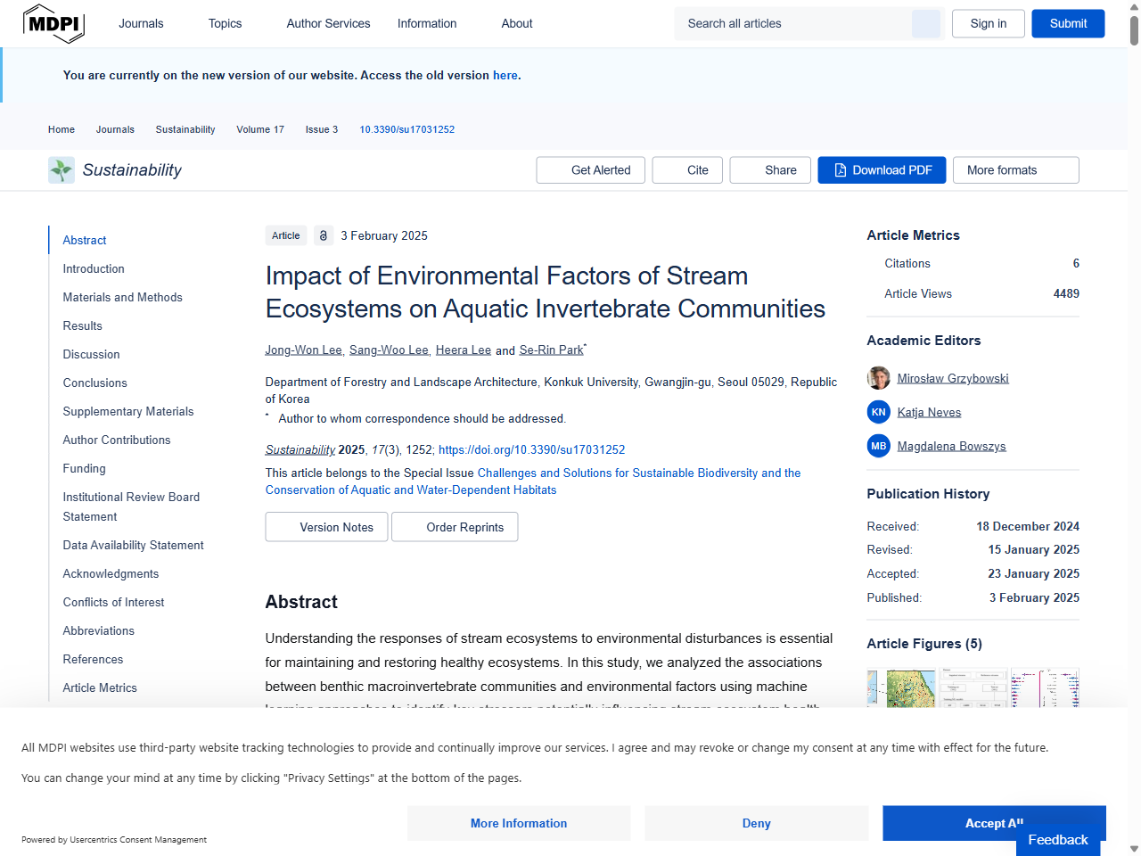 Preview of Impact of Environmental Factors of Stream Ecosystems on Aquatic Invertebrate Communities - MDPI