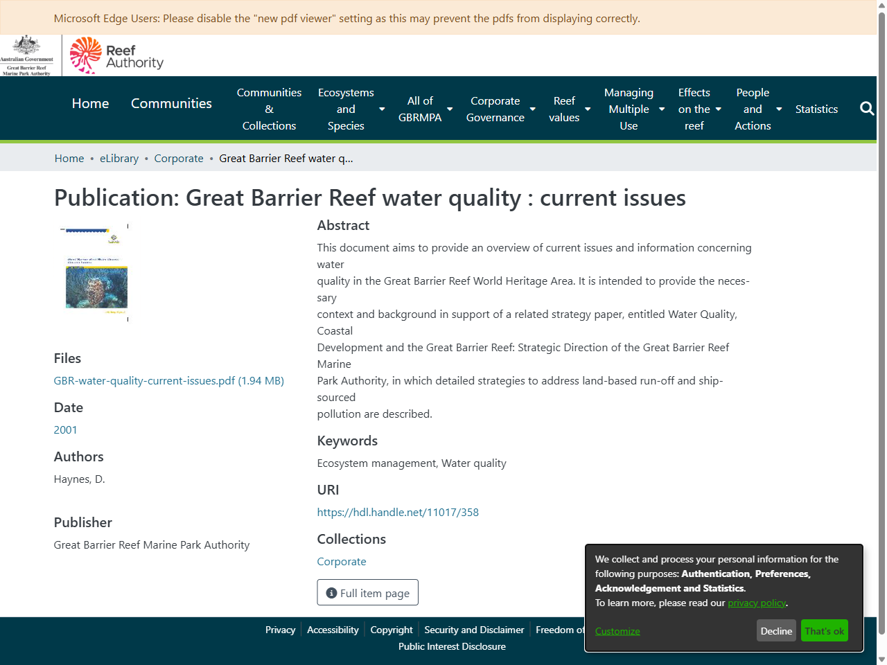Preview of Default guideline values - Water Quality Australia, accessed July 21, 2025