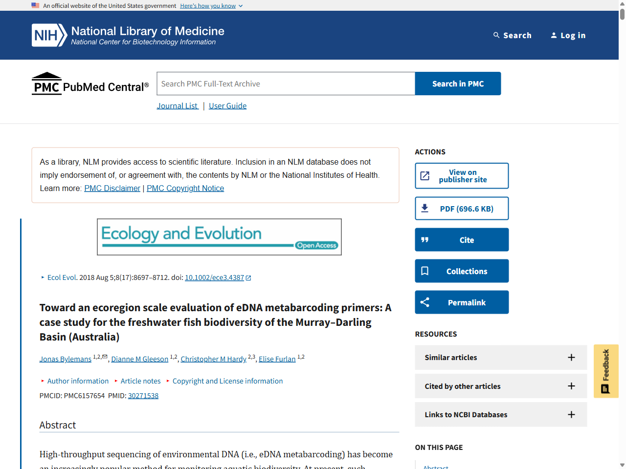 Preview of Toward an ecoregion scale evaluation of eDNA metabarcoding ..., accessed August 10, 2025