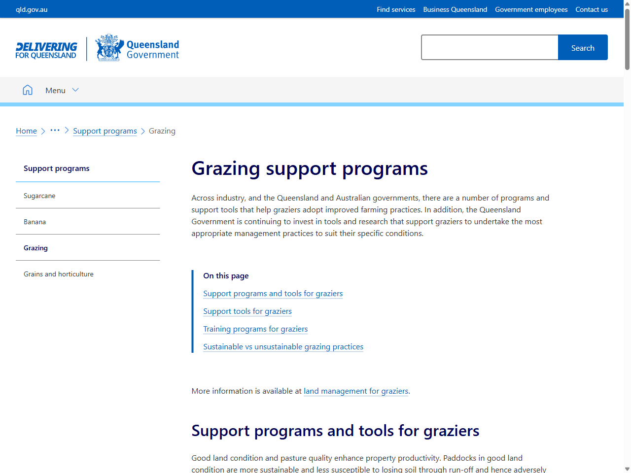 Preview of Grazing support programs | Environment, land and water - Queensland Government, accessed August 8, 2025