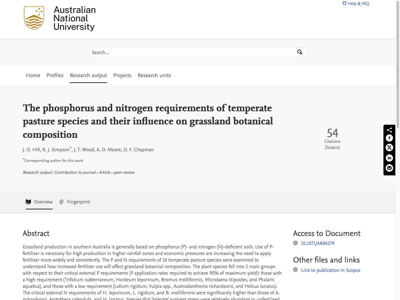 Preview of The phosphorus and nitrogen requirements of temperate pasture species and their influence on grassland botanical composition - The Australian National University, accessed August 5, 2025, 