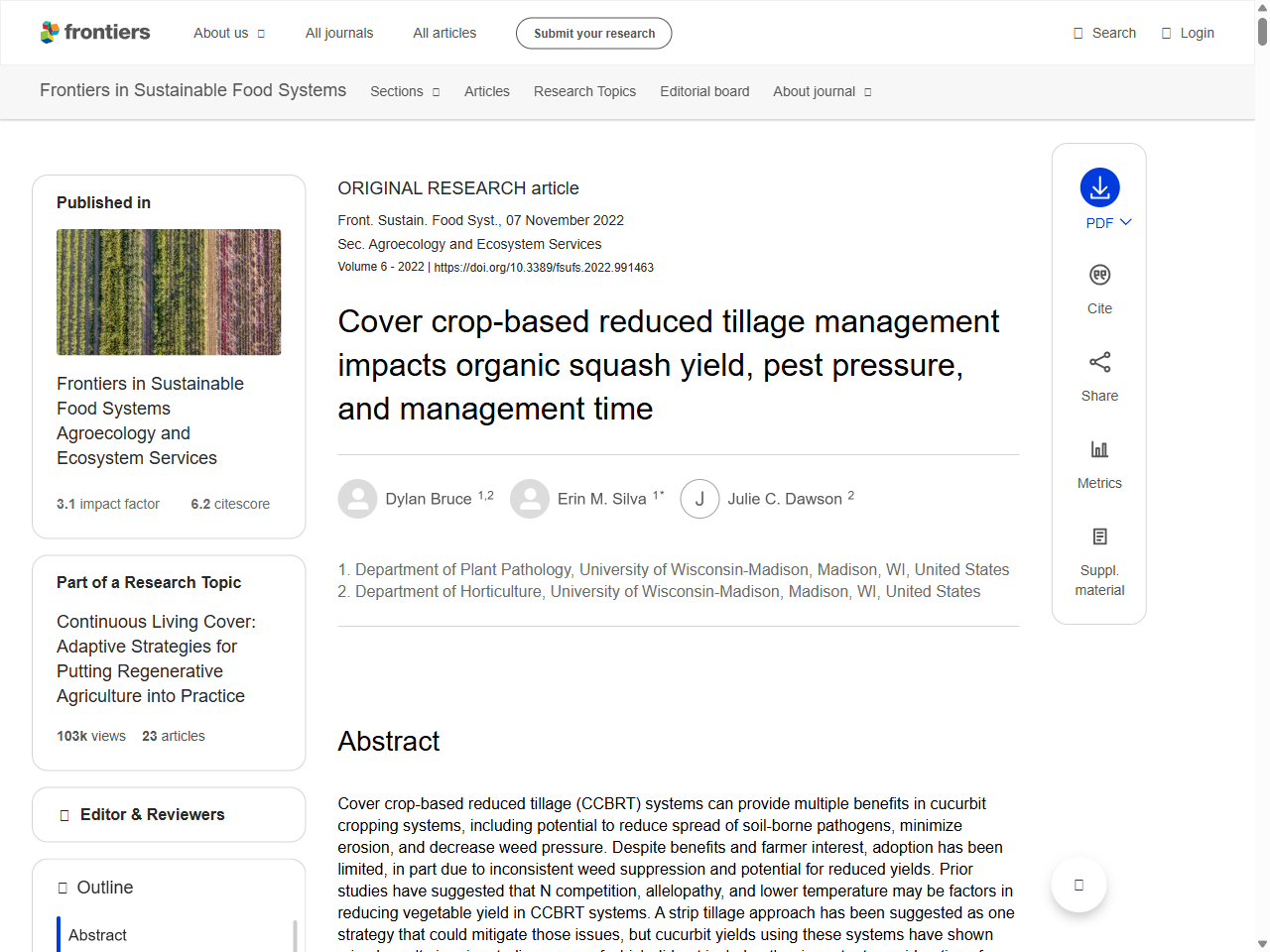 Preview of Cover crop-based reduced tillage management impacts organic squash yield, pest pressure, and management time - Frontiers, accessed May 11, 2025,