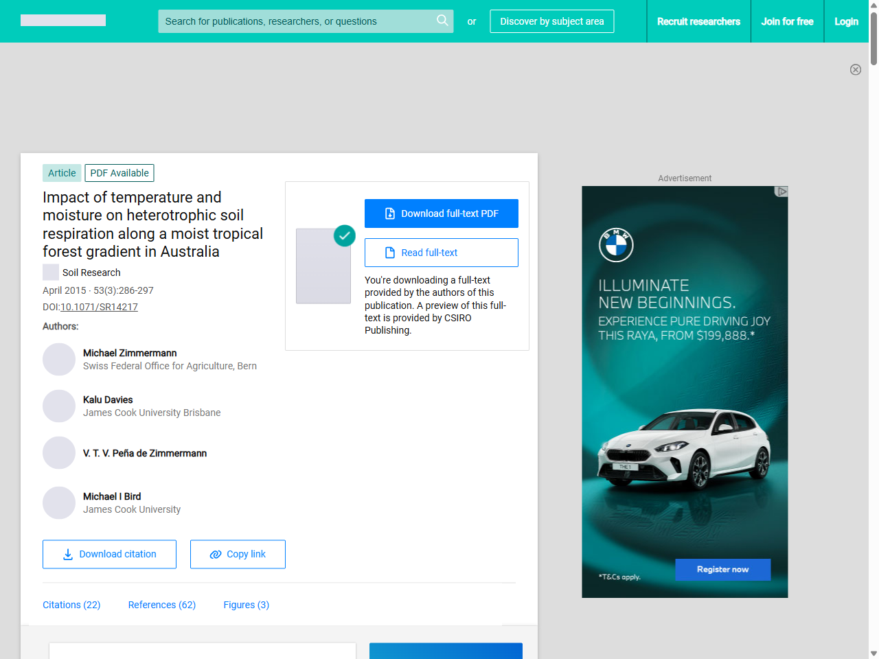 Preview of (PDF) Impact of temperature and moisture on heterotrophic soil respiration along a moist tropical forest gradient in Australia - ResearchGate, accessed August 9, 2025