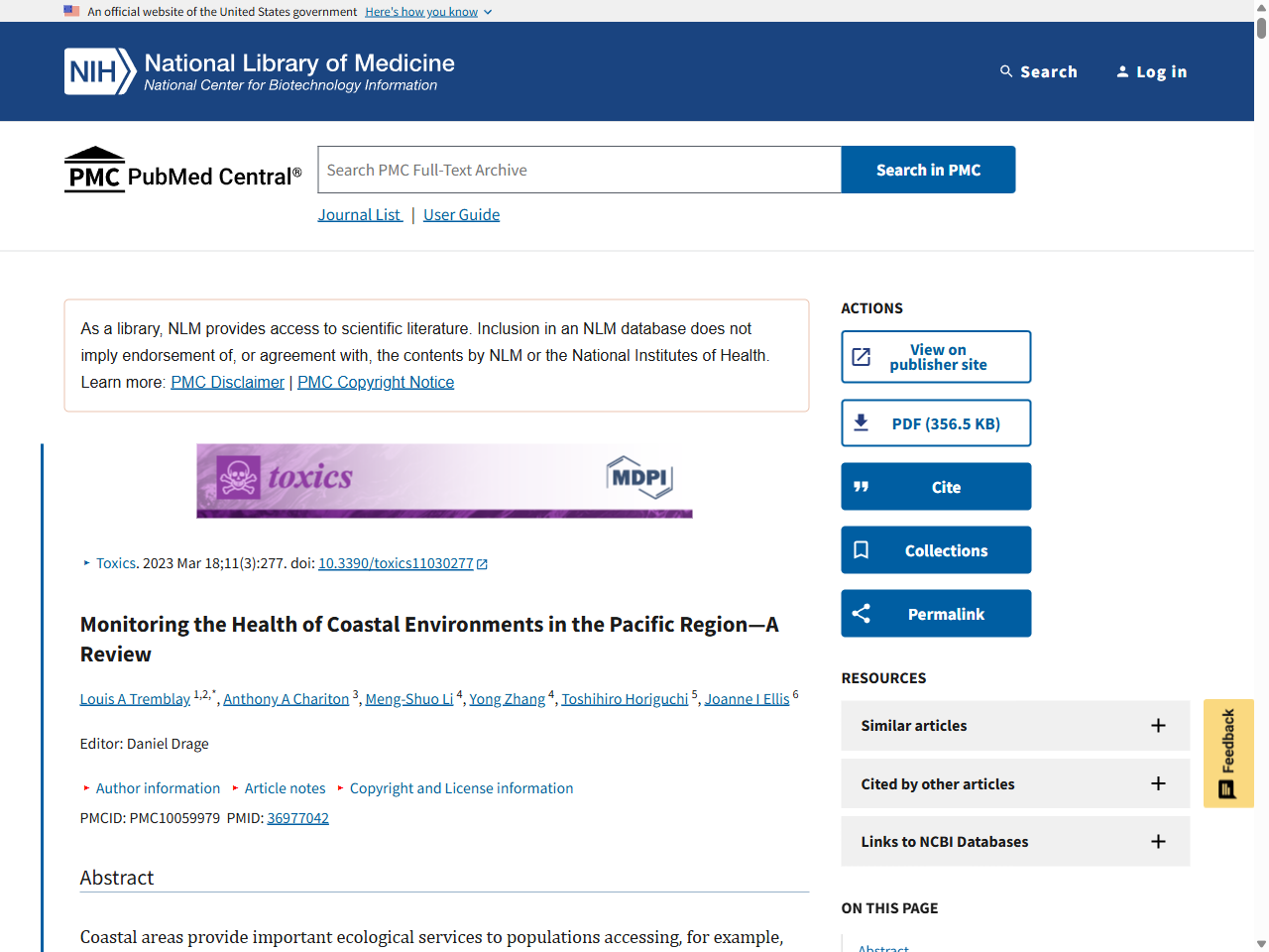 Preview of Monitoring the Health of Coastal Environments in the Pacific Region—A Review - PMC, accessed August 2, 2025,
