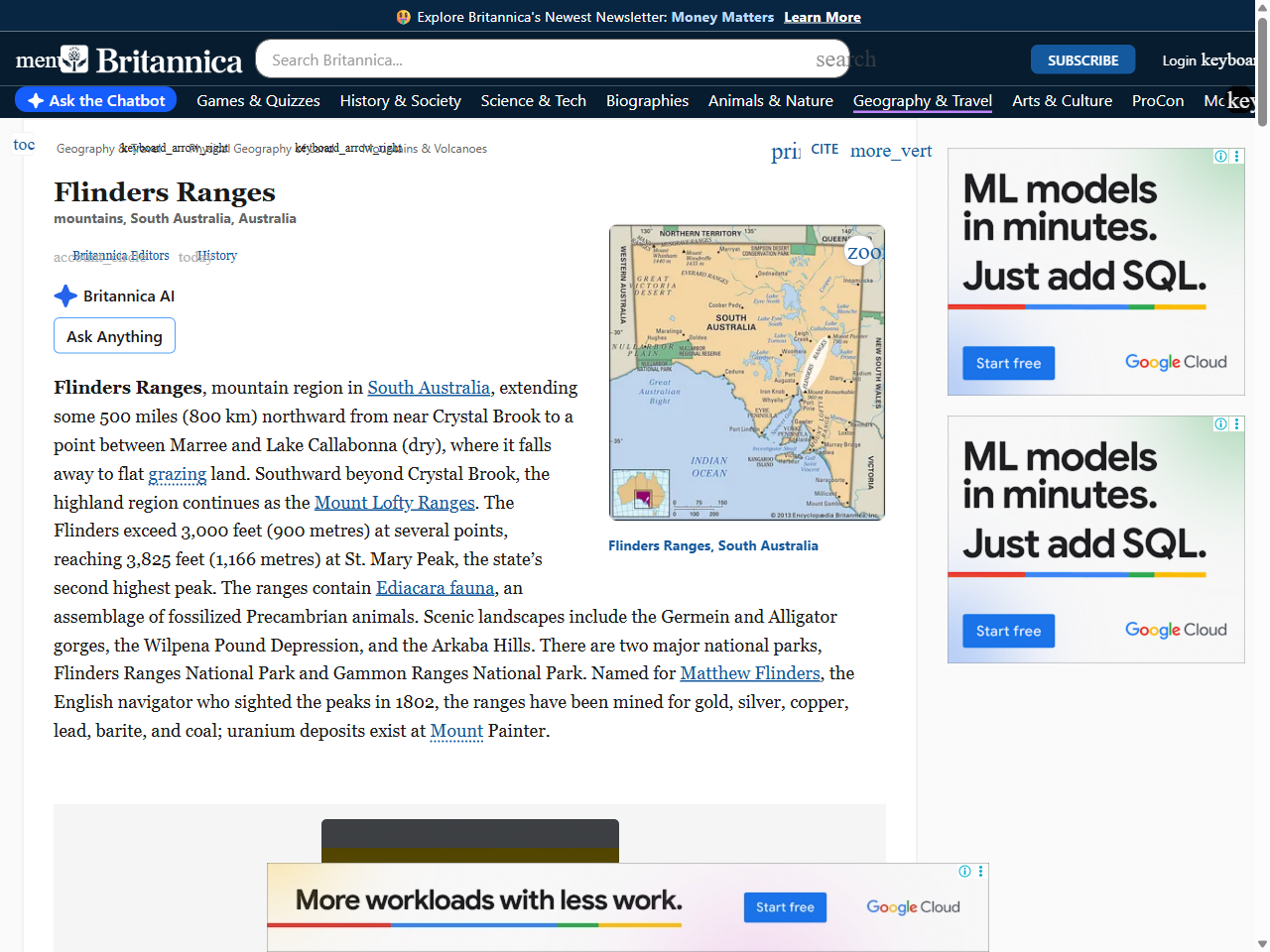 Preview of Flinders Ranges | Australia, Map, & Facts - Britannica, accessed August 3, 2025,