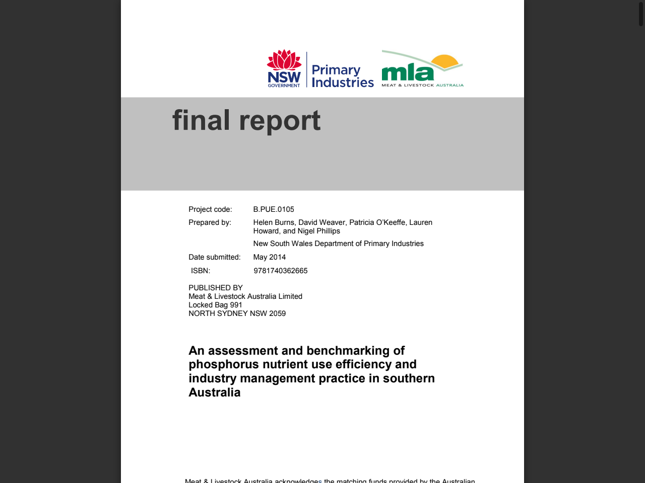 Preview of B.PUE.0105 Final Report - MLA, accessed August 8, 2025