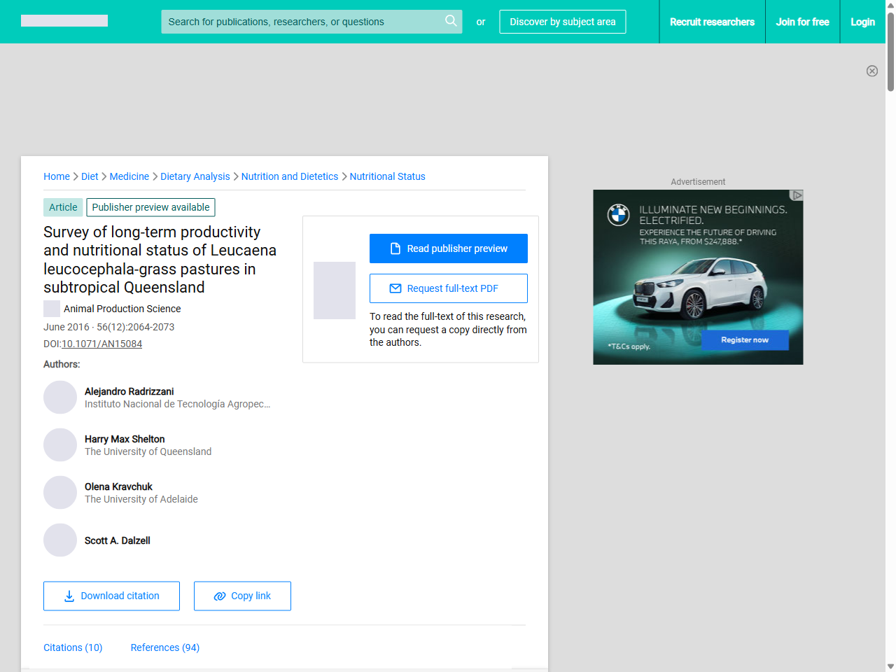 Preview of Survey of long-term productivity and nutritional status of Leucaena leucocephala-grass pastures in subtropical Queensland | Request PDF - ResearchGate