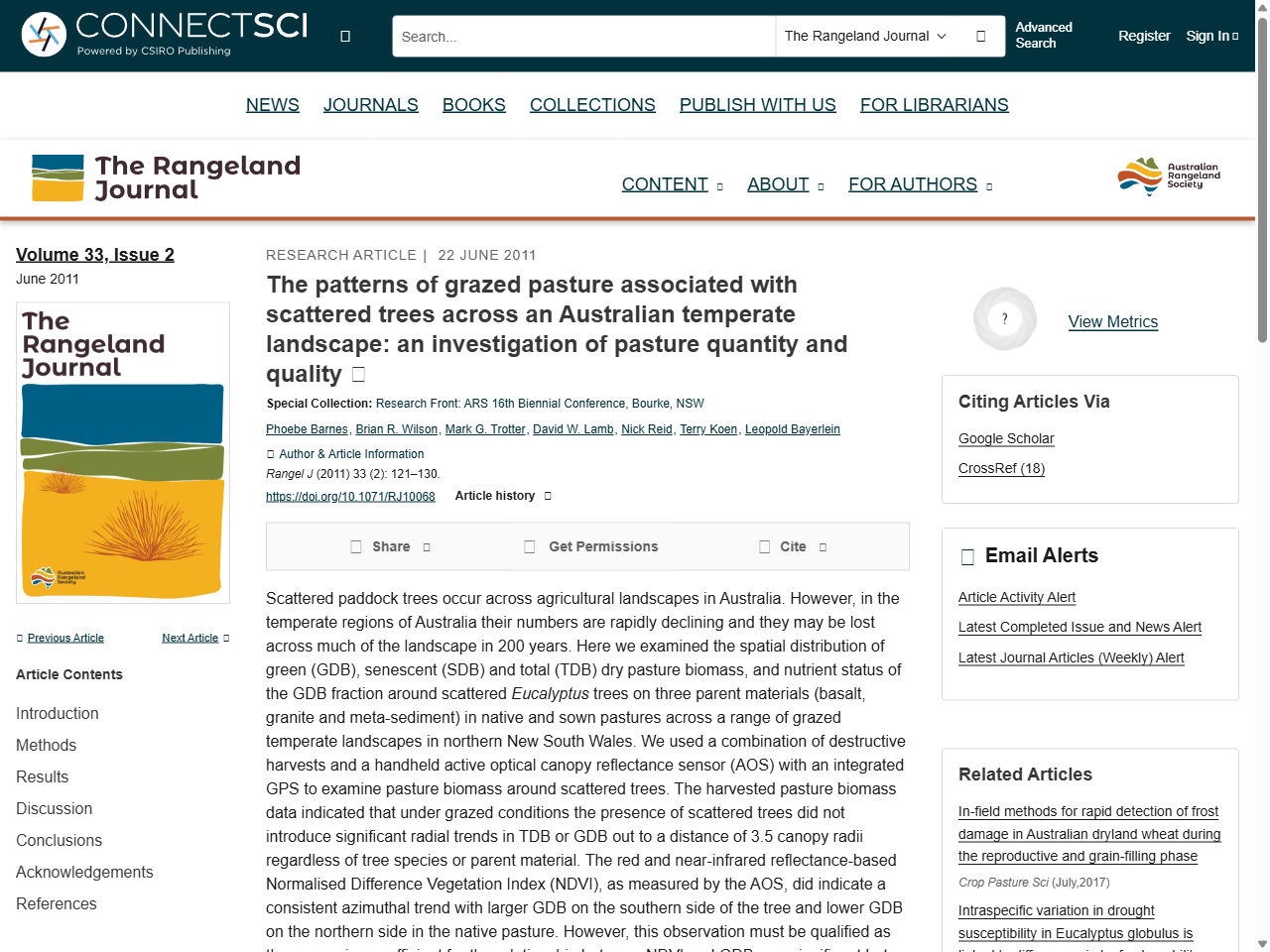 Preview of The patterns of grazed pasture associated with scattered trees across an Australian temperate landscape - CSIRO PUBLISHING | The Rangeland Journal, accessed July 10, 2025,