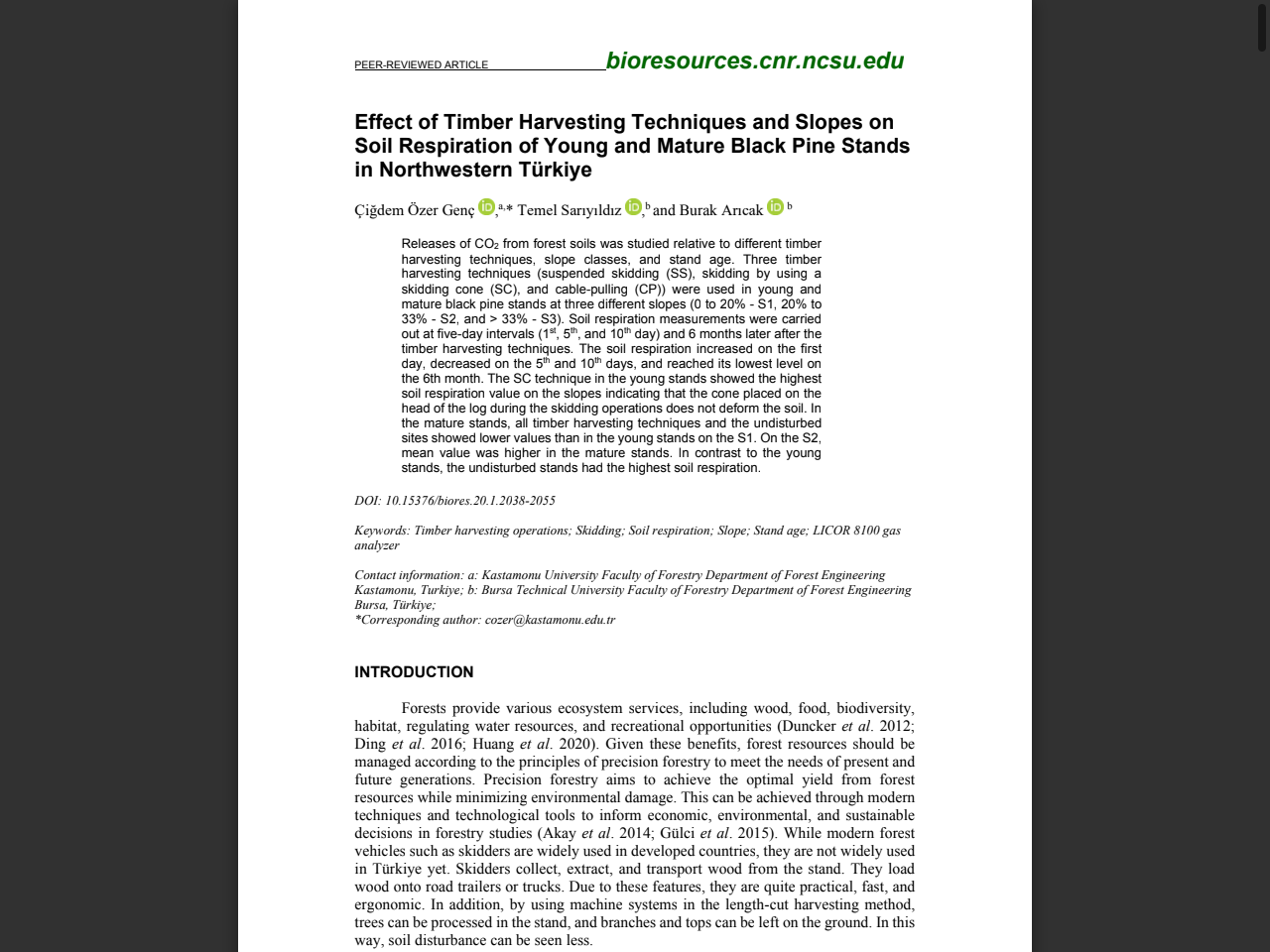 Preview of Effect of Timber Harvesting Techniques and Slopes on Soil Respiration of Young and Mature Black Pine Stands in Northwestern Türkiye - BioResources, accessed August 28, 2025, 