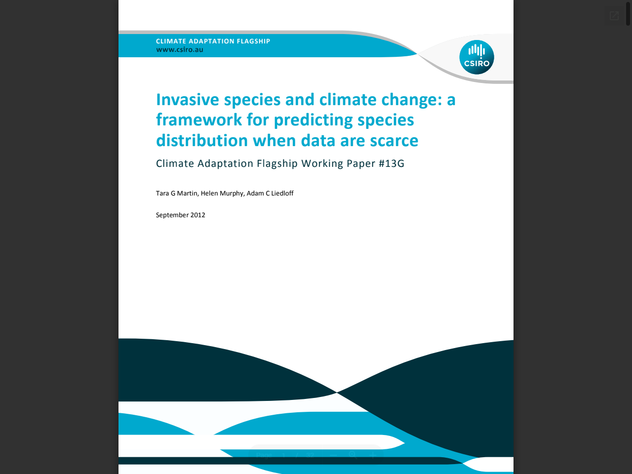 Preview of Invasive species and climate change: a framework for predicting species distribution when data are scarce - CSIRO Research, accessed July 15, 2025
