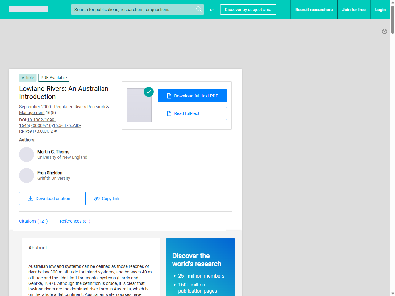 Preview of (PDF) Lowland Rivers: An Australian Introduction - ResearchGate, accessed July 16, 2025,