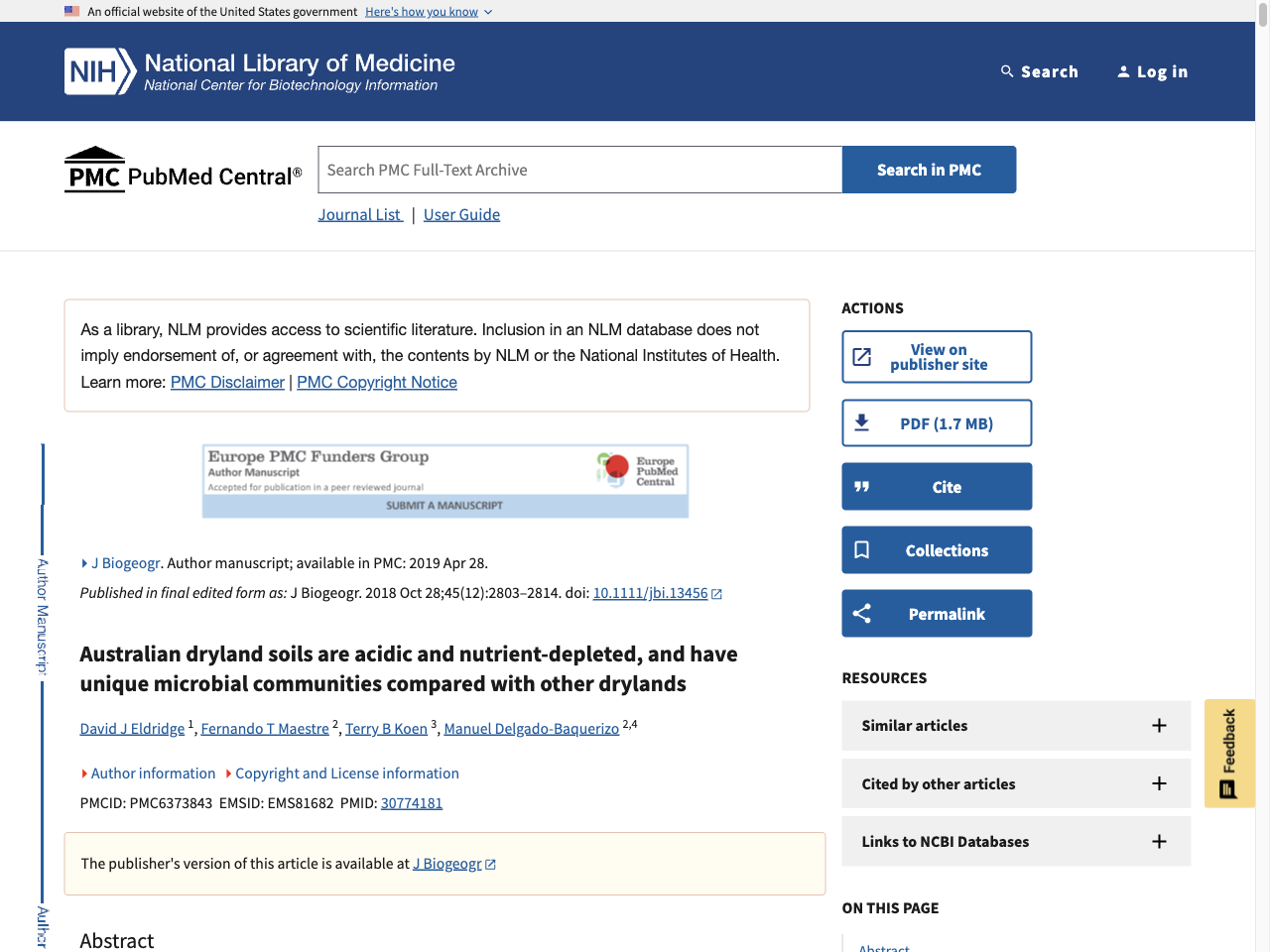 Preview of Australian dryland soils are acidic and nutrient-depleted, and have unique microbial communities compared with other drylands - PMC, accessed August 5, 2025, 