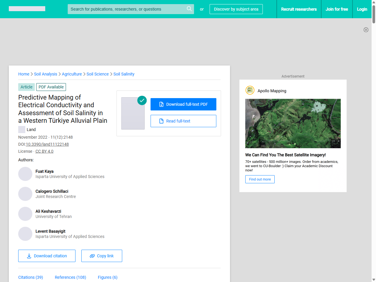 Preview of Predictive Mapping of Electrical Conductivity and Assessment of Soil Salinity in a Western T rkiye Alluvial Plain - ResearchGate, accessed July 11, 2025, 