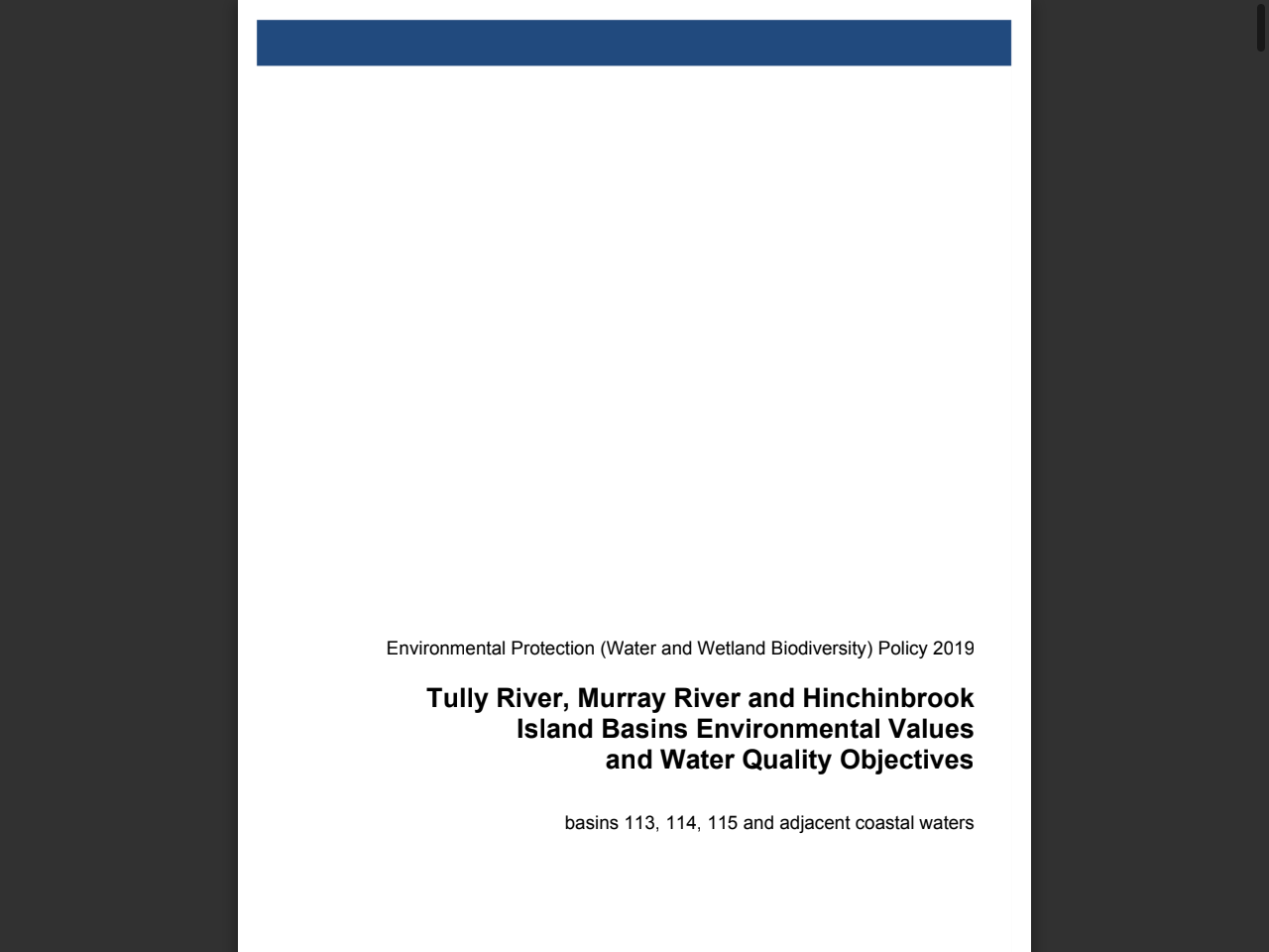 Preview of Tully River, Murray River and Hinchinbrook Island Basins Environmental Values and Water Quality Objectives