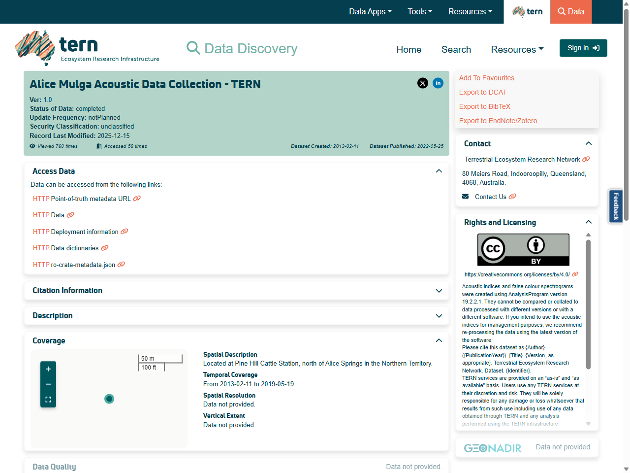 Preview of Alice Mulga Acoustic Data Collection - TERN - TERN Data Discovery Portal, accessed July 22, 2025,