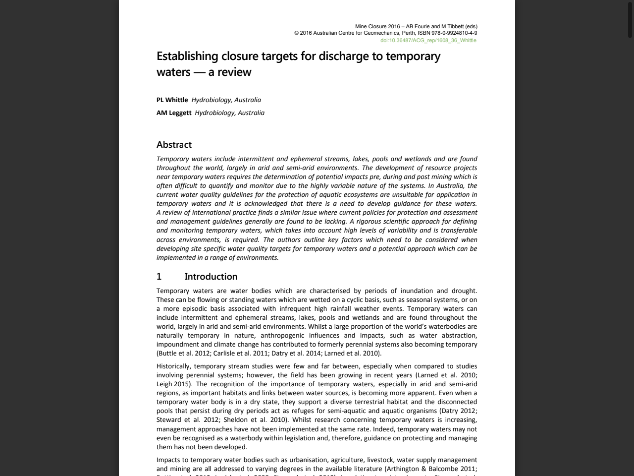 Preview of Establishing closure targets for discharge to temporary waters — a review - Australian Centre for Geomechanics, accessed July 27, 2025, 